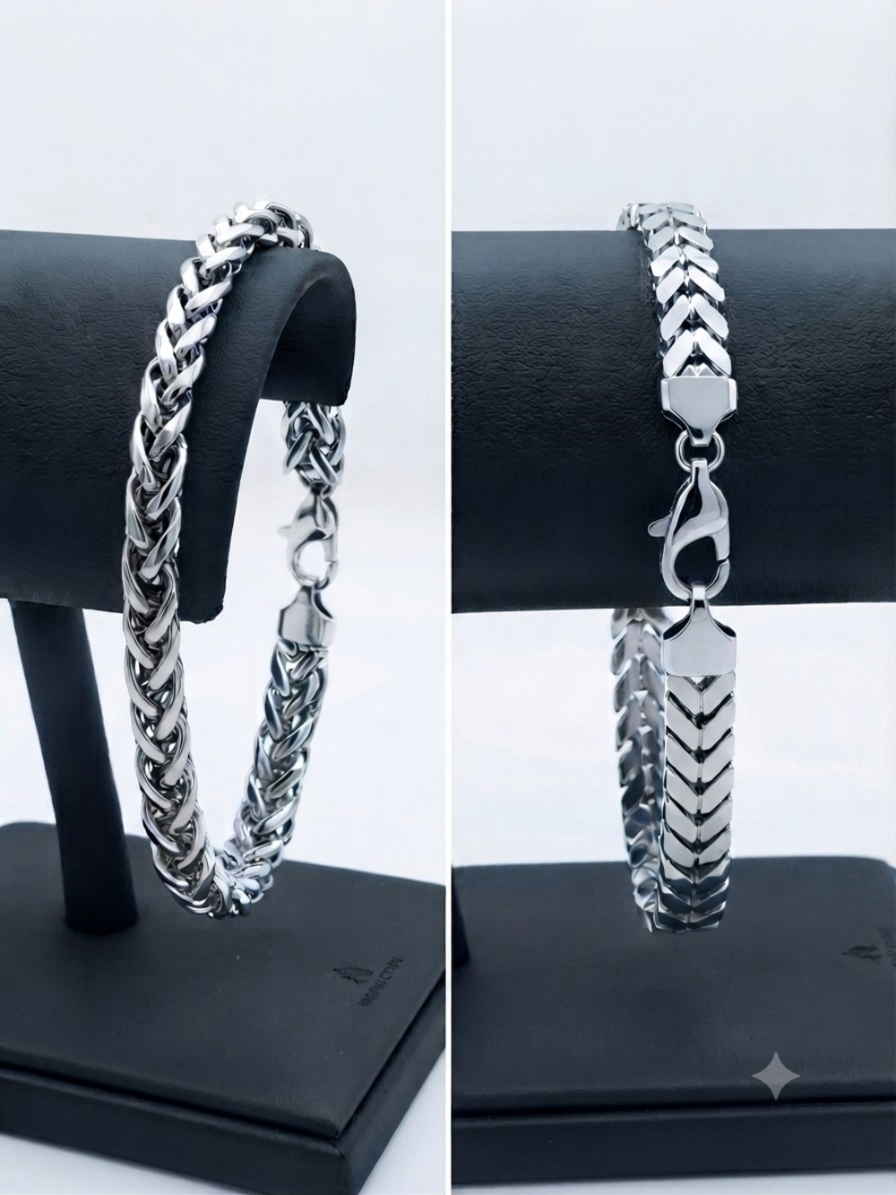 Men's Silver Stainless Steel Chain Bracelet - Polished Sterling Silver Finish